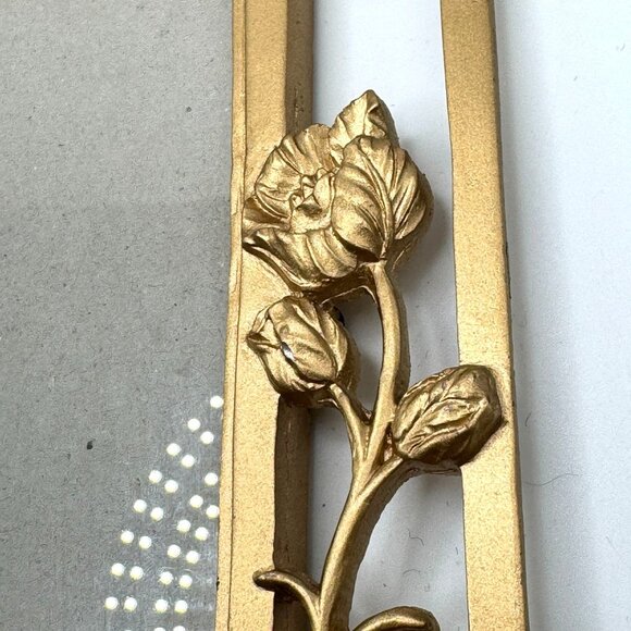 Gold Metal Floral Picture Frame 5x7 Inches With Intricate Leaf & Flower Design - Picture 11 of 11